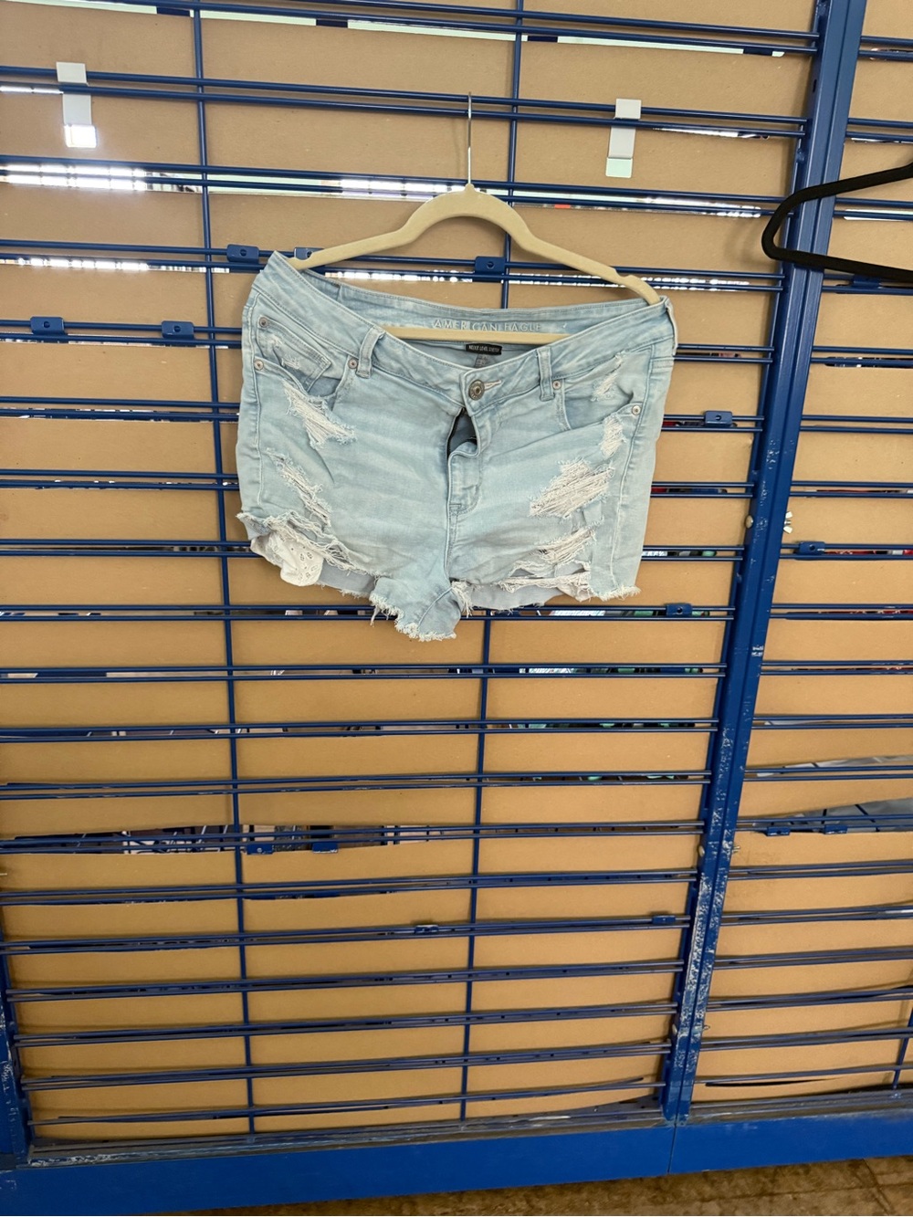 American Eagle Outfitters Light Blue Distressed Denim Shorts